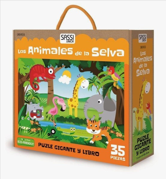 Los Animales De La Selva Puzle Gigante y Libro